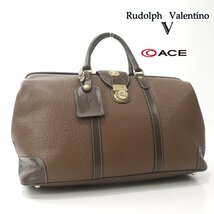 新品カバー付き ace エース社製 Rudolph Valentino ルドルフ ヴァレンティノ 牛革 オールレザー ダレスバッグ ボストン ブラウン 茶 鍵付き_画像1