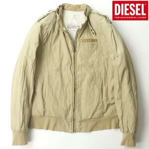 美品 DIESEL ディーゼル JABAU 0032K ムラ加工 ナイロンコットン ブルゾン ゴールド M ミリタリー フライト 【相場価格￥49,500-】