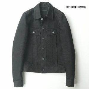 美品 日本製 LITHIUM HOMME リチウムオム LH22-2200 トラッカージャケット 黒 ブラック 46 JP:M ジージャン【相場価格￥32,000-】