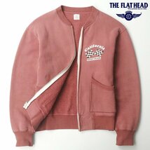 美品 日本製 THE FLAT HEAD フラットヘッド カルフォルニアプリント スウェット フルジップブルゾン M ボンバージャケット 裏起毛-_画像1