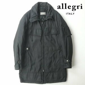 美品 イタリア製 allegri アレグリ ナイロンツイル フライト フィールドコート 黒 ブラック M 中綿入り ミドル丈【相場価格￥122,900-】