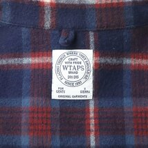 美品 日本製 ネイバーフッド WTAPS ダブルタップス 152GWDT-SHM03 15AW 製品洗い フランネルシャツ 紺ｘ赤 チェック柄 S 長袖_画像7