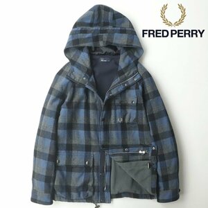 美品 FRED PERRY フレッドペリー F2394 ライトツイード 裏フリース マウンテンパーカ タータンチェック M【相場価格￥38,500-】