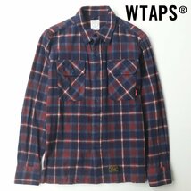 美品 日本製 ネイバーフッド WTAPS ダブルタップス 152GWDT-SHM03 15AW 製品洗い フランネルシャツ 紺ｘ赤 チェック柄 S 長袖_画像1