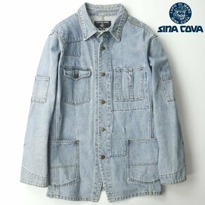 美品 SINA COVA シナコバ リペア加工 デニムジャケット カバーオール LL/XL ワーク フライト ペインター【相場価格￥63,800-】-