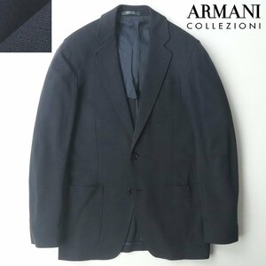 【快適な着心地！】美品 ジョルジオ・アルマーニ ARMANI COLLEZIONI ストレッチジャージー アンコンジャケット 濃紺 48 JP:L ブレザー