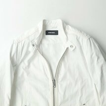 美品 DIESEL ディーゼル タフタ生地 シングルライダースジャケット 白 ホワイト S ブルゾン ウィンドブレーカー【相場価格￥31,900-】_画像2