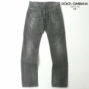 美品 イタリア製 DOLCE＆GABBANA ドルチェ＆ガッバーナ 14 ヴィンテージ加工 ブラックデニムパンツ 44 JP:S ジーンズ【相場価格9万円 】