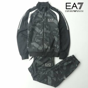 美品 EA7 ジョルジオ・アルマーニ EMPORIO ARMANI ジャージ セットアップ 黒 ブラック スポーツ 裏メッシュ【相場価格￥45,650-】