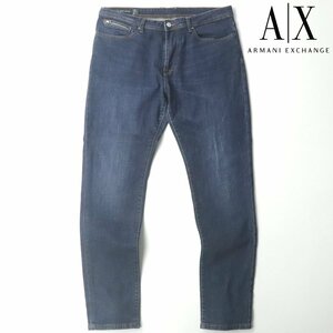 美品 ジョルジオ・アルマーニ A/X ARMANI EXCHANGE テーパード デニムパンツ インディゴ W:36 JP:L-XL ジーンズ 【相場価格￥24,530-】