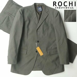 【ビッグサイズ！】新品タグ付き ROCHI ロキ 春夏 3つボタン シングル ビジネススーツ グレー ストライプ 100AB7(JP:XXL)