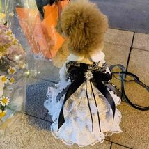 Sサイズ◆【残り数枚】犬服 ツイード レース 襟付き 上品 ワンピース 小型犬用 ドッグウェア 新品 ドレス 新作 高級感 リボン 春秋 清楚_画像2