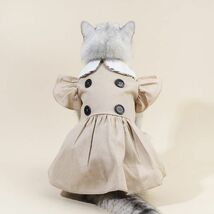 ベージュXLサイズ◆犬服 襟付き ワンピース 清楚 キャミソール 上品 フリル 新品 ボタン ドッグウェア 新作 ペット用品 ペットグッズ 春 夏_画像3