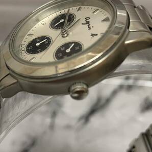 【電池交換済】【1円スタート】agnis b. アニエスベー 腕時計 トリプルカレンダー ホワイト/ブラック V33J-0010の画像3