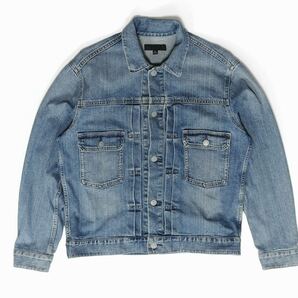 【M】ユニクロ デニムジャケット セカンド 2nd 63 ブルー インディゴ425030 uniqlo denim trucker jacketの画像1