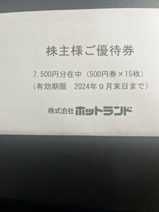 ホットランド 株主優待 7,500円分