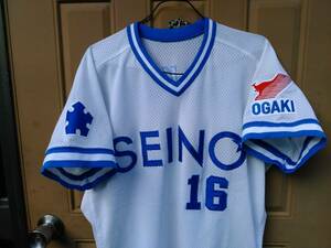  Seino Transportation #16 main . uniform Mizuno embroidery society person baseball city against . made in Japan actual use 