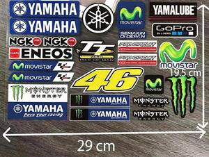 ★アウトレットセール★新品 MotoGP RACING VR46 YAMAHA Movistar 反射 29 x 19.5 cm ステッカー スポンサーロゴ シール デカール シート