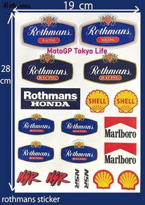 ★アウトレットセール★新品 ロスマンズ Rothmans RACING MotoGP 20 x 28 cm NSR Marlboro Shell レーシング ステッカー シール デカール