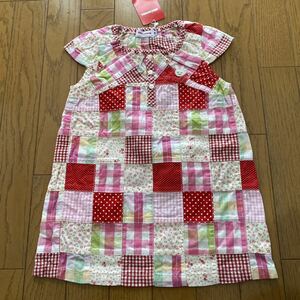 SALE 即決　新品　ミキハウス　ワンピース　100 パッチワーク　花柄 女の子用 子供服 ピンクワンピース