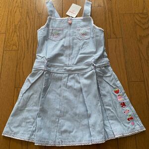 SALE 新品　マッカ　ジャンバースカート　130 ブルーストライプ　ワンピース 子供服 可愛い キッズ