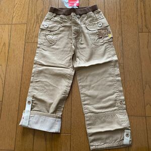 SALE 即決　新品　ミキハウス　ロールアップパンツ　110 ベージュ ストレッチパンツ ズボン