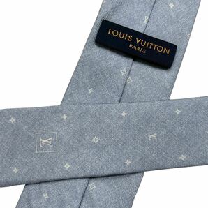 1円 極美品 LOUIS VUITTON ルイヴィトン 現行 ネクタイ モノグラム LV ロゴ 青系 青色 ブルー シルク 紳士服 スーツ メンズ 高級 ブランドの画像6