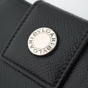 未使用に近いBVLGARI ブルガリ ミニ財布 ロゴマニア ウォレット クラシコ 二つ折り 刻印 オールレザー 黒 ブラックの画像3