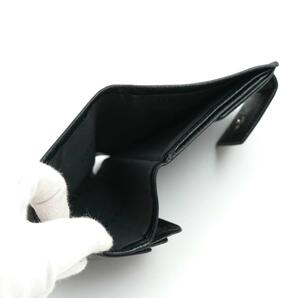 未使用に近いBVLGARI ブルガリ ミニ財布 ロゴマニア ウォレット クラシコ 二つ折り 刻印 オールレザー 黒 ブラックの画像6