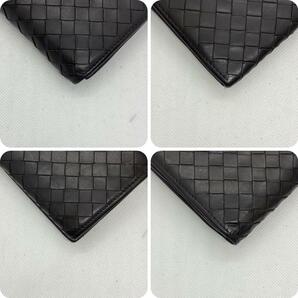 R316【美品】BOTTEGA VENETA ボッテガヴェネタ 長財布 コンパクト財布 二つ折り ウォレット レザー お札入れ 小銭入れ ダークブラウン の画像8