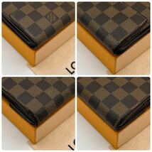 R340【美品】LOUIS VUITTON ルイヴィトン ダミエ ポルトフォイユ インターナショナル 三つ折り財布 長財布 ウォレット N61217_画像10