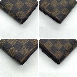 R339【極美品】LOUIS VUITTON ルイヴィトン ダミエ ポルトフォイユ インターナショナル 3つ折り財布 ウォレット 小銭入れ ブラウン 金具の画像9