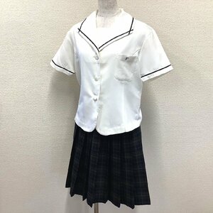 I453/Y(中古)福島県 船引高校 女子制服2点 /M/W66/丈57/セーラー風/オーバーブラウス/夏スカート/TOMBOW VARSITYMATE/夏服/夏用/学生服