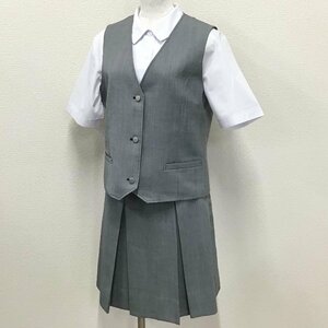 O525/T886(中古)栃木県 宇都宮市立豊郷中学校 女子制服3点 /旧制服/L/170A/W72/丈60/ベスト/ブラウス/スカート/School Suits/冬用/卒業生品