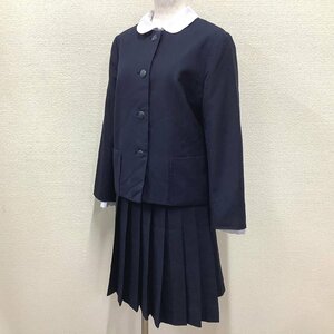 I496/Y(中古)東北方面 女子制服3点 /校名不明/M/KL/W65～67/イートン型ブレザー/冬スカート/長袖ブラウス/冬服/紺/NIKKE/女子学生/学生服