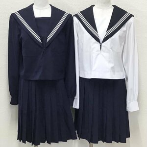 O574/A(中古)愛知県 一宮方面 女子制服4点 /校名不明/指定品/165A/W67/丈54/セーラー/スカート/白3本/名古屋襟/NIKKE/中学校/高校/学生服