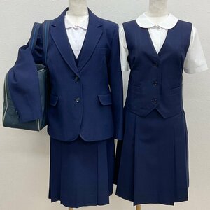 U534/S1092 (中古/箱) 埼玉県 大宮光陵高校 女子制服8点 /5/M/W66/ブレザー/ベスト/ブラウス/夏冬スカート/鞄/青紺/NIKKE/学生服/卒業生品/