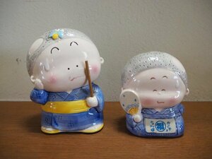 ** Showa Retro ceramics savings box Ikkyuu-san large small 2 piece set **