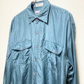【高級素材】US古着 90s ブルー シルクデザインシャツ