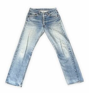 80's 米国製 ビンテージ リーバイス LEVI'S 501 レッドライン 赤耳 裾チェーンステッチ ボタン裏6 表記W30L34 実寸W72 L79cm [kn-0273]