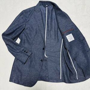 超希少2XL!メンズメルローズ【圧倒的な軽さ】MEN'S MELROSE テーラードジャケット アンコン 軽量 春夏 ネイビー 2B 本切羽 メンズ 5(3L)