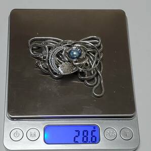 真珠 ループタイ ネックレス シルバーカラー レディース  80㎝ 28,6ｇ 美品の画像8