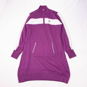 ●adidas / アディダス●ニットワンピース　レディース　裏地付　ウール50% アクリル50%　Mサイズ　紫　美品