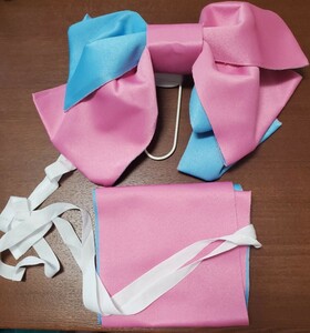 浴衣　ゆかた　二部式帯 　レディース　簡単帯　軽装帯 付け帯 和装小物 和服 　着物 帯 　水色＆ピンク　きれいめ