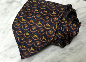 699 иен ~ Ferragamo галстук темно-синий серия лев 