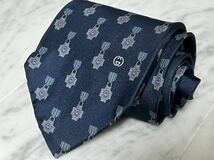 699円～ GUCCI ネクタイ ネイビー系 GG柄 シマ 総柄_画像1