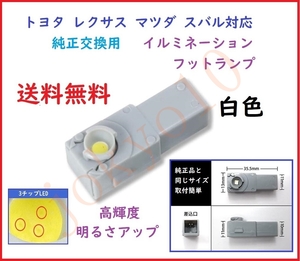 送料無料 高輝度SMD LEDフットランプ インナーランプ 白色 ホワイト 純正交換用 イルミネーション 汎用 トヨタ レクサス マツダ スバル対応