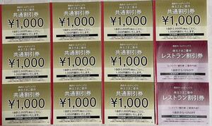 西武ホールディングス 株主優待 共通割引券　１０００円×１０枚セット　匿名配送