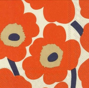 [ prompt decision ] paper napkin loose sale 1 sheets from lunch size [ Marimekko sea urchin ko]linen× orange × navy 