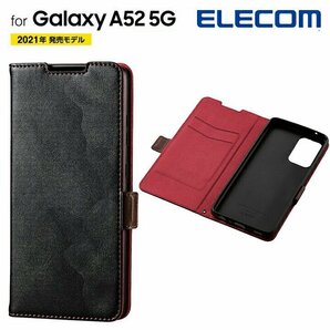 2個 Galaxy A52 5G SC-53B 手帳型ケース カバー ソフトレザー 耐衝撃 ブラック マグネット ストラップホール付 磁石付 カードポケット 465の画像3